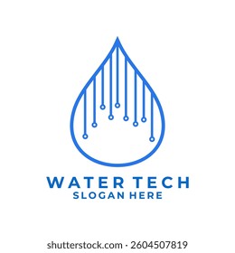 Water Connection logo design vector. Water Tech Line art logo icon template