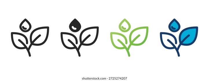Icono de conservación de agua colección con múltiples estilos