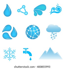 Water and conservation icon set