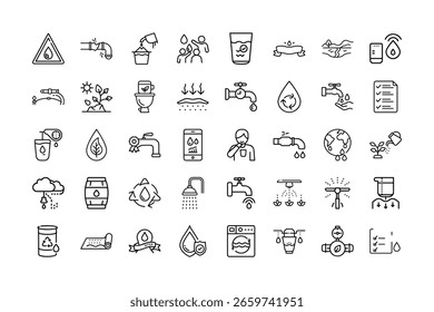 Water Conservation Icon Set for Environment and Nature UI