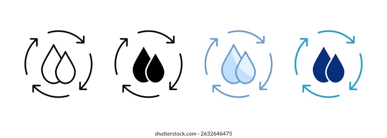 Conjunto de ícones de conservação de água Coleção de estilos múltiplos