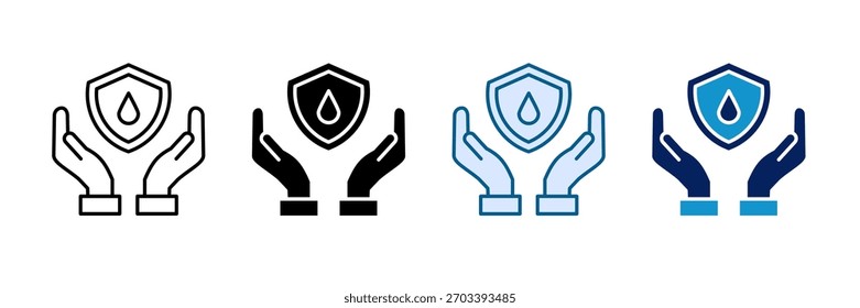 Wasserschutz-Symbol Set Multiple Style Collection