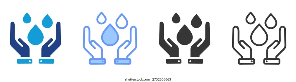 Water Conservation icon set multiple style collection