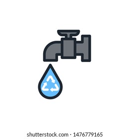Water conservation icon,Faucet icon,Vector and Illustration.