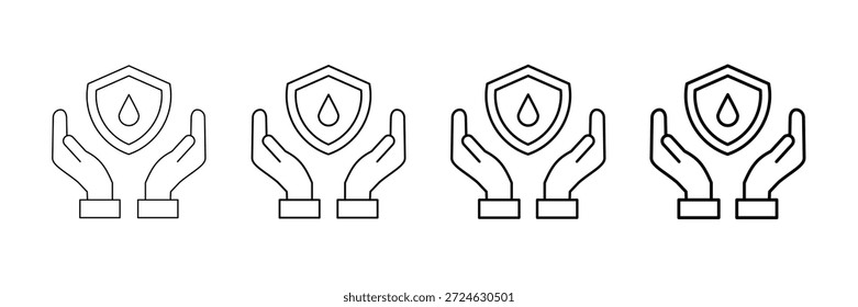 Wasserschutz-Symbole Vektor-Set in verschiedenen Stroke Line-Stil