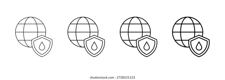 Water Conservation Icons Vector Set In Different Stroke Line Style