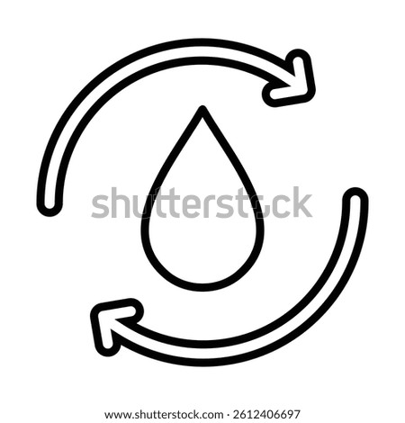 Water conservation line vector icon. Represents sustainability, water use, environmental care, climate action, water-saving tips, and green living.