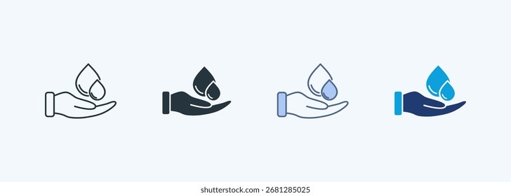 Colección de icono de estilo múltiple de conservación de agua