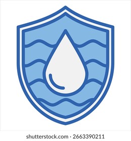 Conservação de água ícone único azul branco ilustração