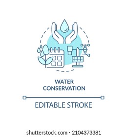 Water conservation turquoise concept icon. Drip irrigation abstract idea thin line illustration. Smart farming. Isolated outline drawing. Editable stroke. Roboto-Medium, Myriad Pro-Bold fonts used