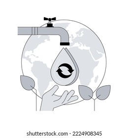 Water consumption abstract concept vector illustration. Water overconsumption, daily intake calculation, environmental information, consumption per household, industrial use abstract metaphor.