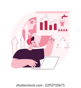 Water consumption abstract concept vector illustration. Water overconsumption, daily intake calculation, environmental information, consumption per household, industrial use abstract metaphor.