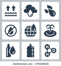 Water Consumption and Ecology Related Vector Icon Set