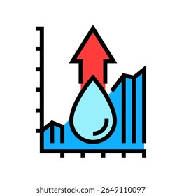 water consumption rise color icon vector. water consumption rise sign. isolated symbol illustration