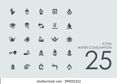 water consumption vector set of modern simple icons