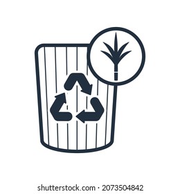 A water container made from recycled sugarcane, icon.