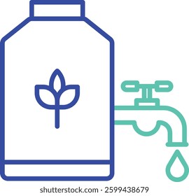 Water container outline dual color vector illustration icon design