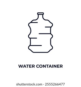 water container  outline icon. Linear vector from food concept. Thin line water container  icon isolated on white background