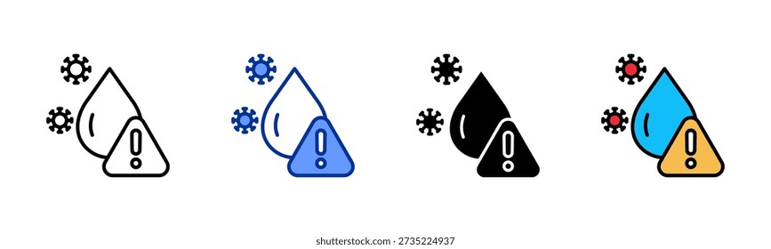 Water Contamination Risk icon set multiple style collection