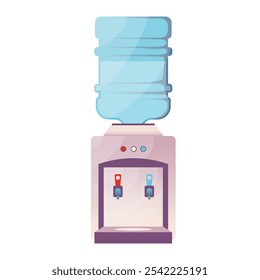 Water cooler with bottle in flat design. Household electronic appliance. Vector illustration isolated.