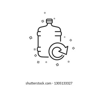 Water cooler bottle line icon. Refill aqua drink sign. Liquid symbol. Geometric shapes. Random cross elements. Linear Refill water icon design. Vector