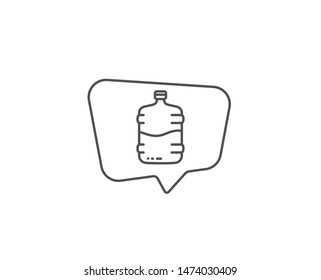Water cooler bottle line icon. Chat bubble design. Still aqua drink sign. Liquid symbol. Outline concept. Thin line cooler bottle icon. Vector