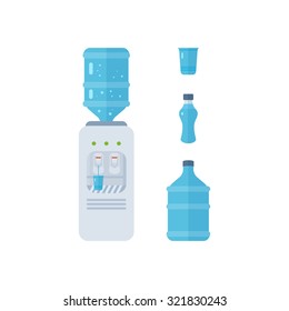 Water cooler. Bottle office, plastic and liquid. Vector illustration