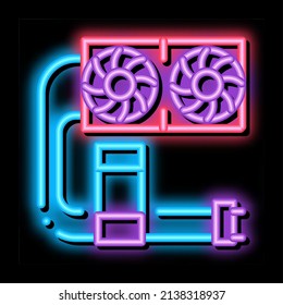 water cooler computer part neon light sign vector. Glowing bright icon water cooler computer part sign. transparent symbol illustration