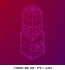 Water cooler with full bottle. Refreshment office concept. Wireframe low poly mesh vector illustration