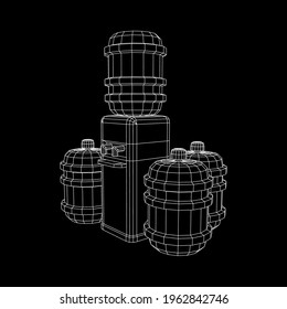 Water cooler with full bottle. Refreshment office concept. Wireframe low poly mesh vector illustration