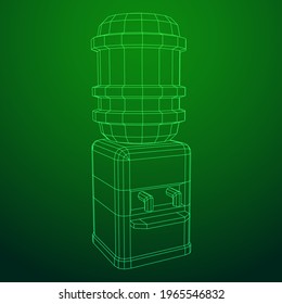 Water cooler with full bottle. Refreshment office concept. Wireframe low poly mesh vector illustration