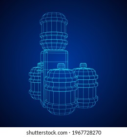 Water cooler with full bottle. Refreshment office concept. Wireframe low poly mesh vector illustration