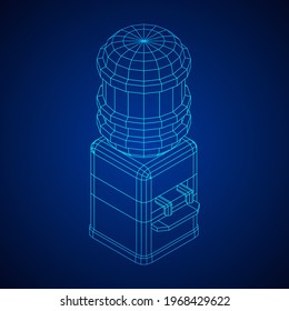 Water cooler with full bottle. Refreshment office concept. Wireframe low poly mesh vector illustration