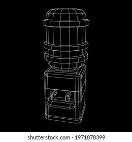 Water cooler with full bottle. Refreshment office concept. Wireframe low poly mesh vector illustration