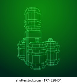 Water cooler with full bottle. Refreshment office concept. Wireframe low poly mesh vector illustration