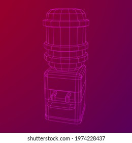 Water cooler with full bottle. Refreshment office concept. Wireframe low poly mesh vector illustration