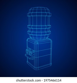 Water cooler with full bottle. Refreshment office concept. Wireframe low poly mesh vector illustration