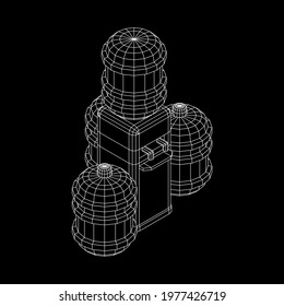 Water cooler with full bottle. Refreshment office concept. Wireframe low poly mesh vector illustration