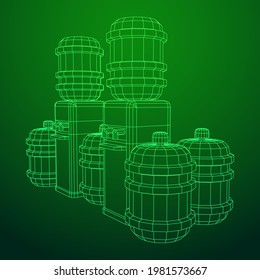 Water cooler with full bottle. Refreshment office concept. Wireframe low poly mesh vector illustration