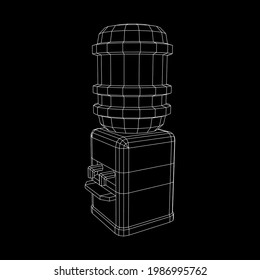 Water cooler with full bottle. Refreshment office concept. Wireframe low poly mesh vector illustration