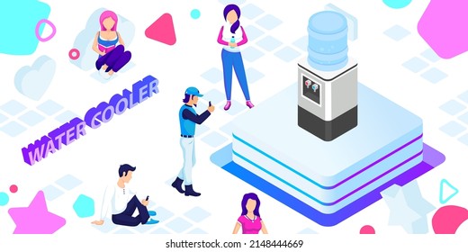 Water cooler isometric design icon. Vector web illustration. 3d colorful concept