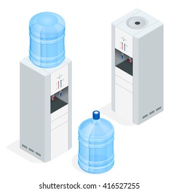 Water cooler for office and houme. Flat 3d isometric illustration. For infographics and design 
