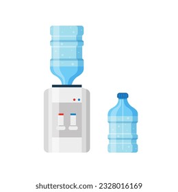 Water cooler with plastic bottle. Water dispenser. Vector illustration isolated on white background