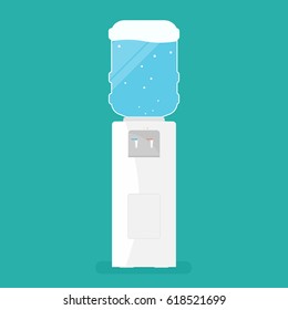 enfriador de agua con botella de plástico. Ilustración de vectores planos aislados