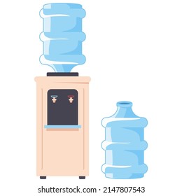 Water cooler with plastic bottle vector cartoon illustration isolated on a white background.