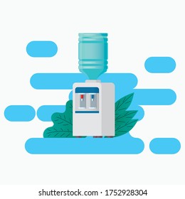Water cooler. Refreshment and bottle office, plastic and liquid. Vector illustration
