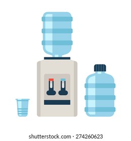 Water cooler. Refreshment and bottle office, plastic and liquid. Vector illustration