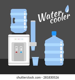 Water cooler. Refreshment and bottle office, plastic and liquid