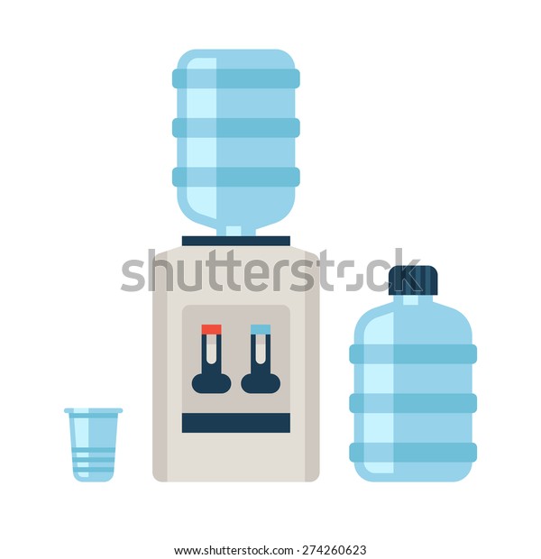 Water cooler. Refreshment and bottle office,\
plastic and liquid. Vector\
illustration
