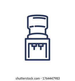 Icono de línea delgada del refrigerador del agua. Contenedor de plástico, equipo, señal de contorno aislado de agua caliente y fría. Agua dulce para beber, agua, concepto de salud. Elemento de símbolo de ilustración de vector para diseño web
